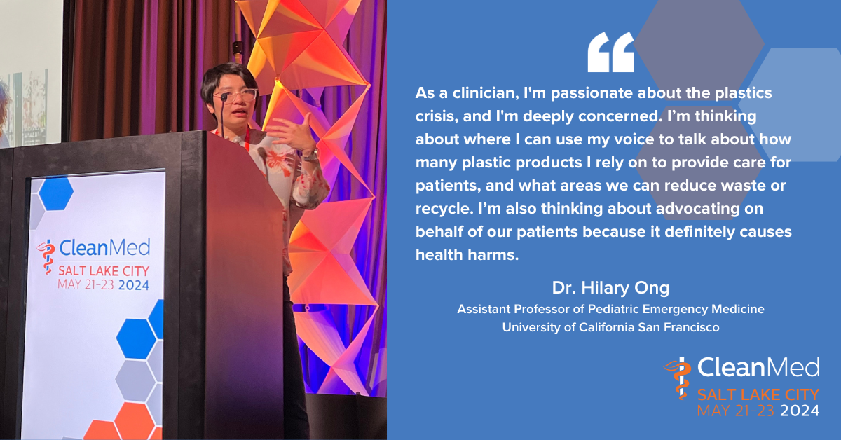 Dr. Hillary Ong speaking at CleanMed 2024 in Salt Lake City. 